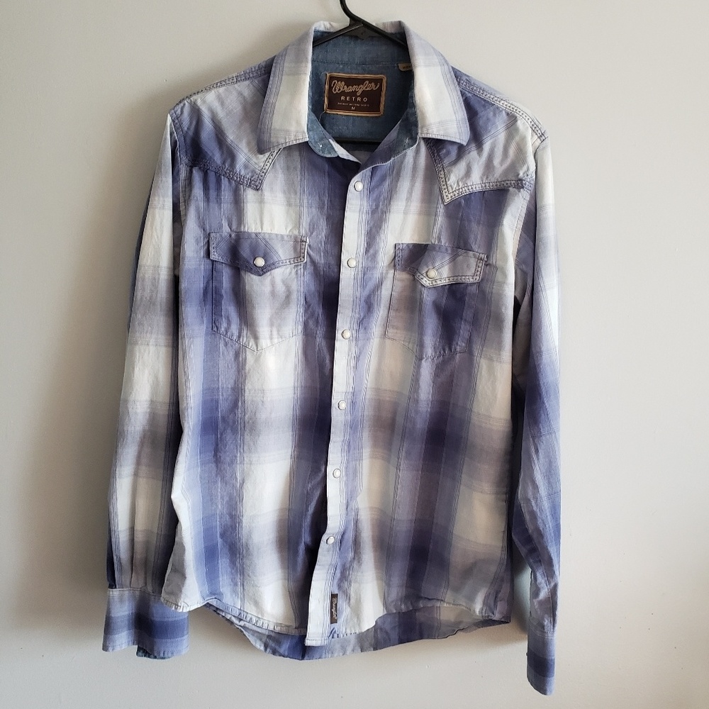 Wrangler Retro Mens Pearl Snap Plaid Dress Shirt